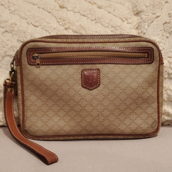 Celine Tan and Brown Wristlet Bag - Picture 1 of 17